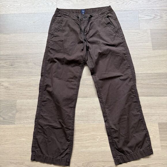 GAP Pants Men 31x30 Brown Cotton Chino Drawstring Straight Leg - Picture 1 of 10